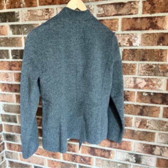 Talbots * Boiled Wool Blazer Jacket Open Front Light / Dark Gray EUC - Picture 8 of 15